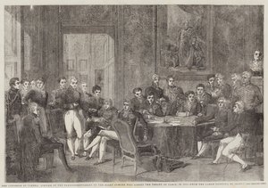 1815 में पेरिस की संधि पर हस्ताक्षर करने वाले आठ शक्तियों के प्लेनिपोटेंटियरीज के विएना, सिटिंग ऑफ द कांग्रेस